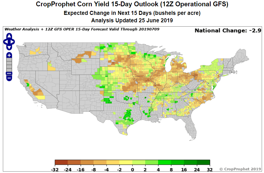 12Z GFS Model Run Based Corn Yield Forecast