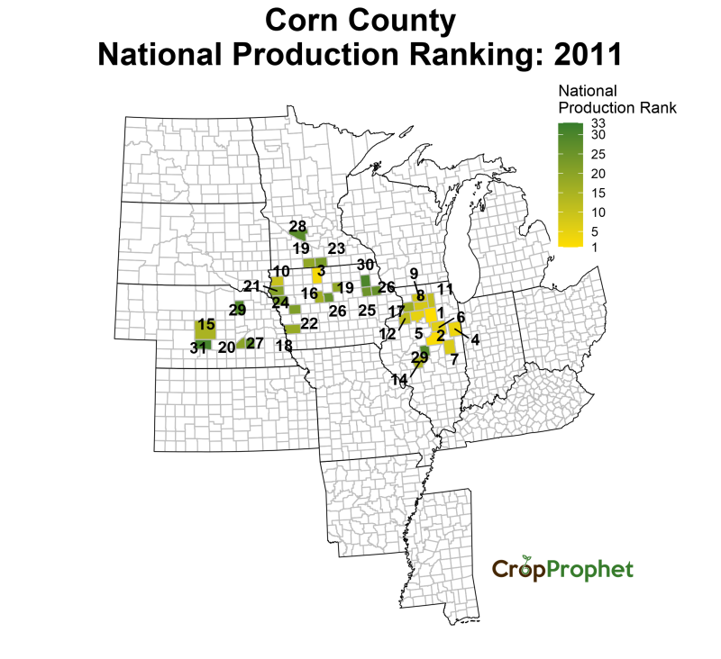 Corn Production by County - 2011 Rankings